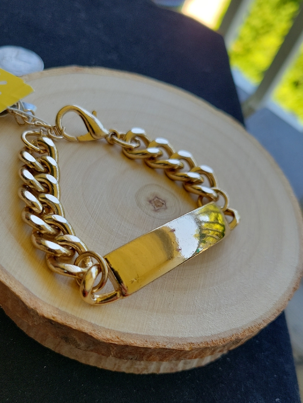 Delia*s Gold Tone Chunky Blank ID Bracelet Adjustable 6"-8.5" NWT
